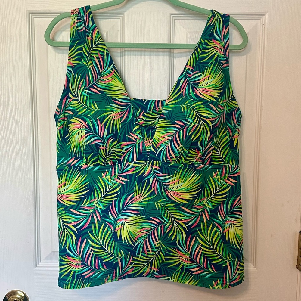 EUC Landa End Tropical Leaf Print Women's Tankini Top